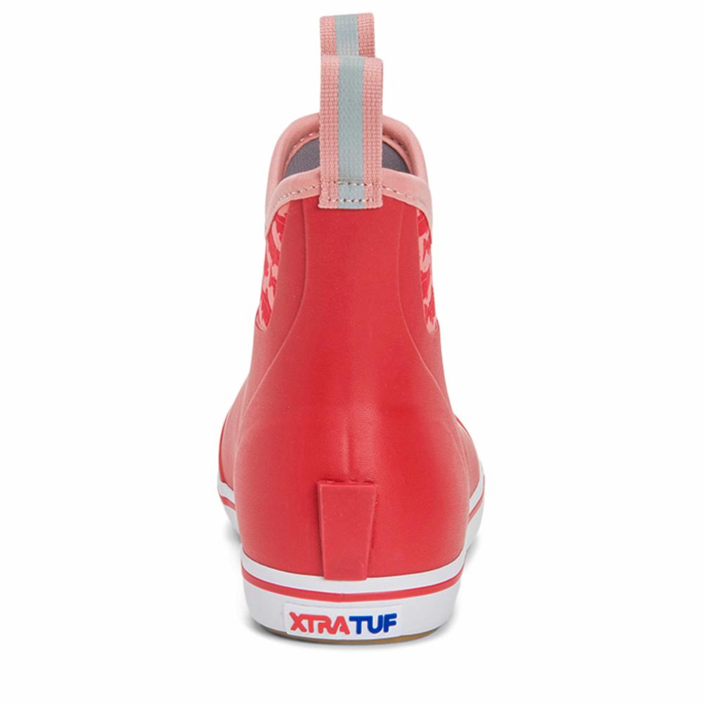 Xtratuf WOMENS SALMON SISTERS 6 ANKLE DECK BOOT RED/SOCKEYESALMON