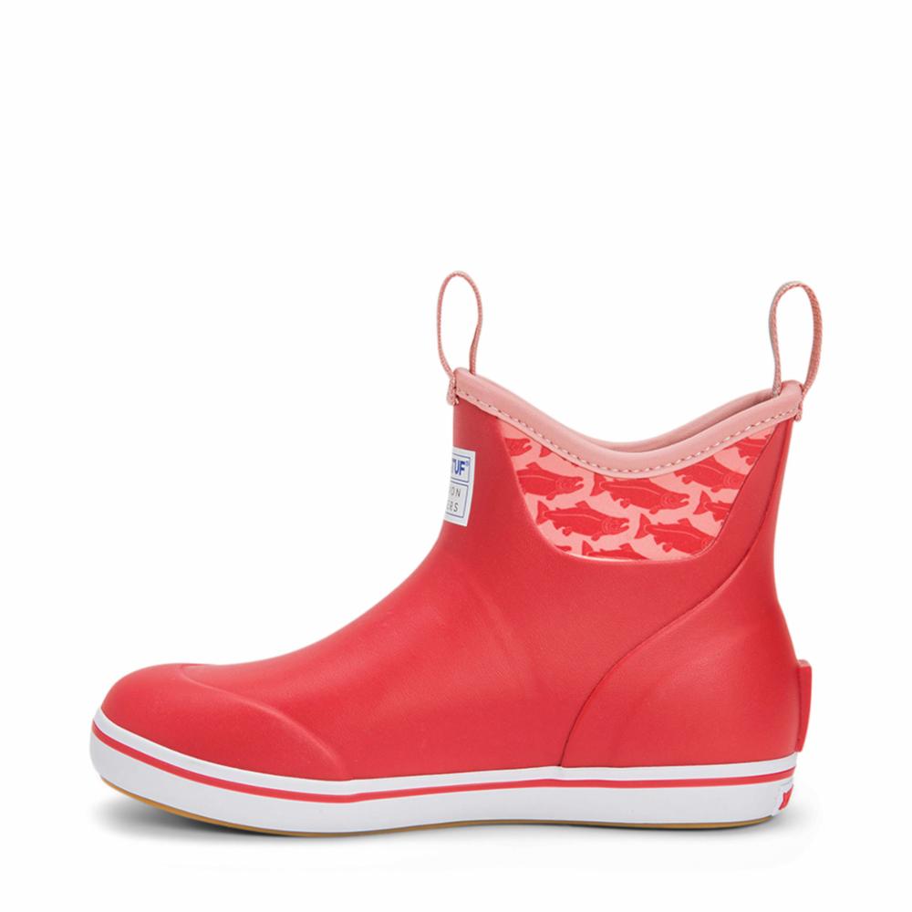 Xtratuf WOMENS SALMON SISTERS 6 ANKLE DECK BOOT RED/SOCKEYESALMON