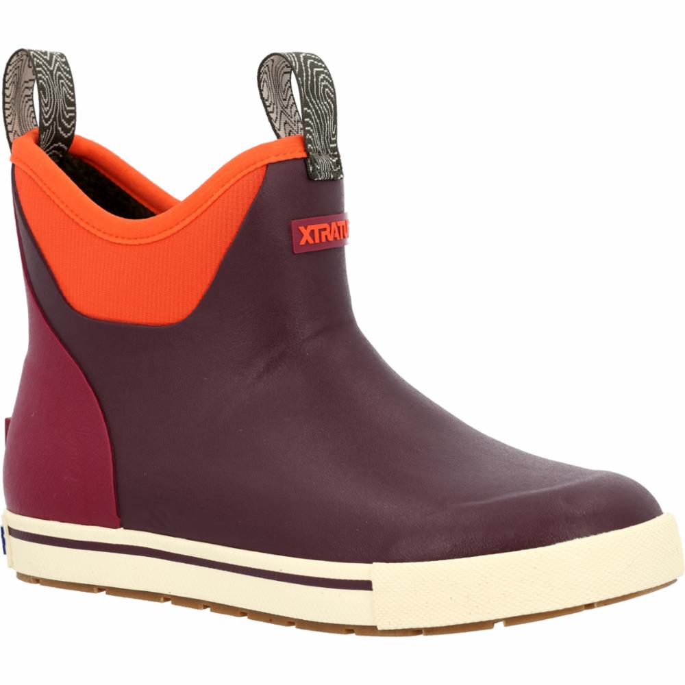 Bottines Xtratuf pour femmes, taille 6 po, couleur Camp Fig/Neon Flare